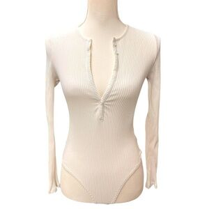 Ribbed Long Sleeve Bodysuit Medium